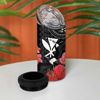 Hawaii Iwa Bird 4 in 1 Can Cooler Tumbler Great Frigatebird Kanaka Tropical Flowers LT14 - Polynesian Pride