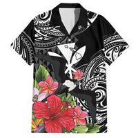 Hawaii Iwa Bird Hawaiian Shirt Great Frigatebird Kanaka Tropical Flowers LT14 Black - Polynesian Pride