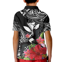 Hawaii Iwa Bird Kid Polo Shirt Great Frigatebird Kanaka Tropical Flowers LT14 - Polynesian Pride
