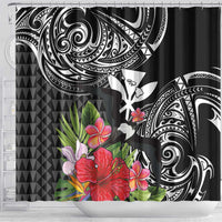 Hawaii Iwa Bird Shower Curtain Great Frigatebird Kanaka Tropical Flowers LT14 - Polynesian Pride