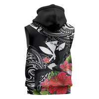 Hawaii Iwa Bird Sleeveless Hoodie Great Frigatebird Kanaka Tropical Flowers LT14 - Polynesian Pride