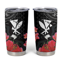 Hawaii Iwa Bird Tumbler Cup Great Frigatebird Kanaka Tropical Flowers LT14 Black - Polynesian Pride