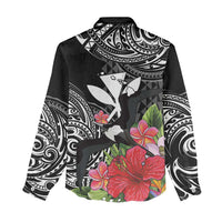 Hawaii Iwa Bird Women Casual Shirt Great Frigatebird Kanaka Tropical Flowers LT14 - Polynesian Pride