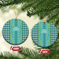 Teal Palaka Hawaii Iwa Bird Ceramic Ornament Hawaiian Kakau Jade Vine Lei - Polynesian Pride