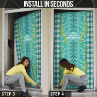 Teal Palaka Hawaii Iwa Bird Door Cover Hawaiian Kakau Jade Vine Lei LT14 - Polynesian Pride