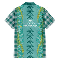 Teal Palaka Hawaii Iwa Bird Family Matching Summer Maxi Dress and Hawaiian Shirt Hawaiian Kakau Jade Vine Lei LT14 - Polynesian Pride
