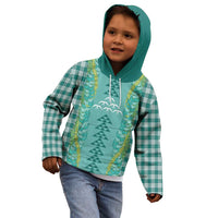 Teal Palaka Hawaii Iwa Bird Kid Hoodie Hawaiian Kakau Jade Vine Lei LT14 - Polynesian Pride