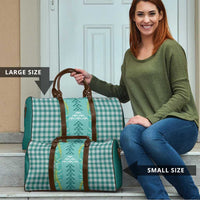 Teal Palaka Hawaii Iwa Bird Travel Bag Hawaiian Kakau Jade Vine Lei - Polynesian Pride