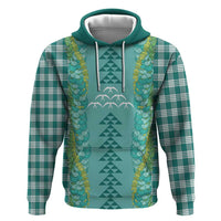Teal Palaka Hawaii Iwa Bird Zip Hoodie Hawaiian Kakau Jade Vine Lei LT14 Pullover Hoodie Teal - Polynesian Pride