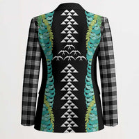 Black Palaka Hawaii Iwa Bird Blazer Hawaiian Kakau Jade Vine Lei - Polynesian Pride