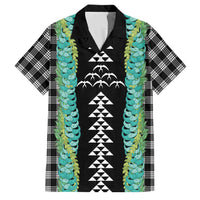 Black Palaka Hawaii Iwa Bird Family Matching Off The Shoulder Long Sleeve Dress and Hawaiian Shirt Hawaiian Kakau Jade Vine Lei LT14 Dad's Shirt - Short Sleeve Black - Polynesian Pride