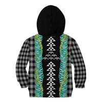 Black Palaka Hawaii Iwa Bird Kid Hoodie Hawaiian Kakau Jade Vine Lei LT14 - Polynesian Pride