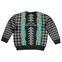 Black Palaka Hawaii Iwa Bird Kid Ugly Christmas Sweater Hawaiian Kakau Jade Vine Lei LT14 - Polynesian Pride