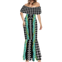 Black Palaka Hawaii Iwa Bird Mermaid Dress Hawaiian Kakau Jade Vine Lei LT14 - Polynesian Pride