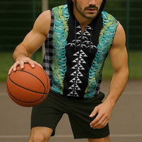 Black Palaka Hawaii Iwa Bird Sleeveless Zip Hoodie Hawaiian Kakau Jade Vine Lei LT14 - Polynesian Pride