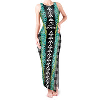 Black Palaka Hawaii Iwa Bird Tank Maxi Dress Hawaiian Kakau Jade Vine Lei LT14 Women Black - Polynesian Pride