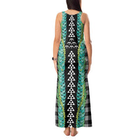 Black Palaka Hawaii Iwa Bird Tank Maxi Dress Hawaiian Kakau Jade Vine Lei LT14 - Polynesian Pride
