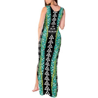 Black Palaka Hawaii Iwa Bird Tank Maxi Dress Hawaiian Kakau Jade Vine Lei LT14 - Polynesian Pride