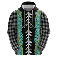 Black Palaka Hawaii Iwa Bird Zip Hoodie Hawaiian Kakau Jade Vine Lei LT14 - Polynesian Pride