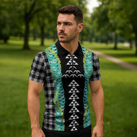 Black Palaka Hawaii Iwa Bird Zipper Polo Shirt Hawaiian Kakau Jade Vine Lei LT14 - Polynesian Pride