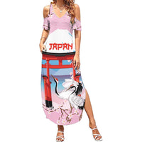 Japanese Torii Gate Cranes Personalised Family Matching Summer Maxi Dress and Hawaiian Shirt Fuji Mount Sakura Seigaiha Pattern LT14 Mom's Dress Pink - Polynesian Pride