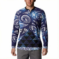 Matariki New Zealand Button Sweatshirt NZ Niho Taniwha Maori New Year Blue Galaxy