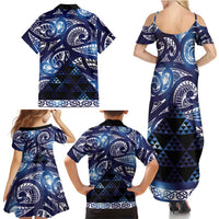 Matariki New Zealand Family Matching Summer Maxi Dress and Hawaiian Shirt NZ Niho Taniwha Maori New Year Blue Galaxy LT14 - Polynesian Pride