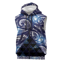 Matariki New Zealand Sleeveless Zip Hoodie NZ Niho Taniwha Maori New Year Blue Galaxy LT14 Blue - Polynesian Pride