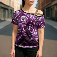 Matariki New Zealand Cross Shoulder Shirt NZ Niho Taniwha Maori New Year Purple Galaxy LT14 - Polynesian Pride