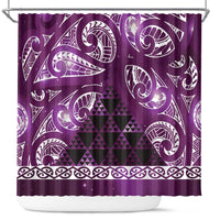 Matariki New Zealand Shower Curtain NZ Niho Taniwha Maori New Year Purple Galaxy LT14 Purple - Polynesian Pride