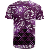 Matariki New Zealand T Shirt NZ Niho Taniwha Maori New Year Purple Galaxy LT14 - Polynesian Pride