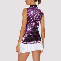 Matariki New Zealand Women Sleeveless Polo Shirt NZ Niho Taniwha Maori New Year Purple Galaxy LT14 - Polynesian Pride