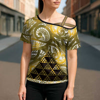 Matariki New Zealand Cross Shoulder Shirt NZ Niho Taniwha Maori New Year Yellow Galaxy LT14 - Polynesian Pride