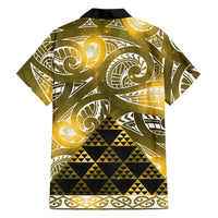 Matariki New Zealand Family Matching Off The Shoulder Long Sleeve Dress and Hawaiian Shirt NZ Niho Taniwha Maori New Year Yellow Galaxy LT14 - Polynesian Pride
