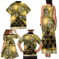 Matariki New Zealand Family Matching Tank Maxi Dress and Hawaiian Shirt NZ Niho Taniwha Maori New Year Yellow Galaxy LT14 - Polynesian Pride
