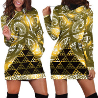 Matariki New Zealand Hoodie Dress NZ Niho Taniwha Maori New Year Yellow Galaxy LT14 - Polynesian Pride