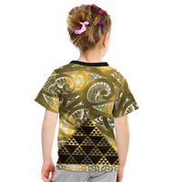Matariki New Zealand Kid T Shirt NZ Niho Taniwha Maori New Year Yellow Galaxy LT14 - Polynesian Pride