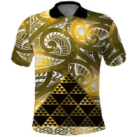Matariki New Zealand Polo Shirt NZ Niho Taniwha Maori New Year Yellow Galaxy LT14 Yellow - Polynesian Pride
