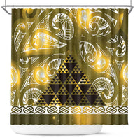 Matariki New Zealand Shower Curtain NZ Niho Taniwha Maori New Year Yellow Galaxy