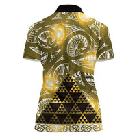 Matariki New Zealand Women Polo Shirt NZ Niho Taniwha Maori New Year Yellow Galaxy LT14 - Polynesian Pride