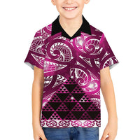 Matariki New Zealand Family Matching Summer Maxi Dress and Hawaiian Shirt NZ Niho Taniwha Maori New Year Pink Galaxy LT14 Son's Shirt Pink - Polynesian Pride