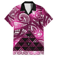 Matariki New Zealand Family Matching Tank Maxi Dress and Hawaiian Shirt NZ Niho Taniwha Maori New Year Pink Galaxy LT14 Dad's Shirt - Short Sleeve Pink - Polynesian Pride