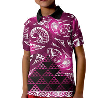 Matariki New Zealand Kid Polo Shirt NZ Niho Taniwha Maori New Year Pink Galaxy LT14 Kid Pink - Polynesian Pride