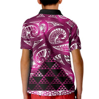 Matariki New Zealand Kid Polo Shirt NZ Niho Taniwha Maori New Year Pink Galaxy LT14 - Polynesian Pride