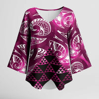 Matariki New Zealand Kimono Sleeve Blouse NZ Niho Taniwha Maori New Year Pink Galaxy LT14 Female Pink - Polynesian Pride