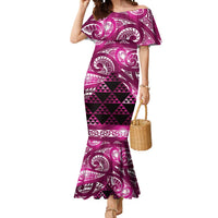 Matariki New Zealand Mermaid Dress NZ Niho Taniwha Maori New Year Pink Galaxy LT14 Women Pink - Polynesian Pride