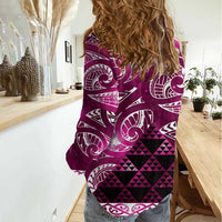 Matariki New Zealand Women Casual Shirt NZ Niho Taniwha Maori New Year Pink Galaxy LT14 - Polynesian Pride