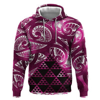 Matariki New Zealand Zip Hoodie NZ Niho Taniwha Maori New Year Pink Galaxy LT14 Pullover Hoodie Pink - Polynesian Pride
