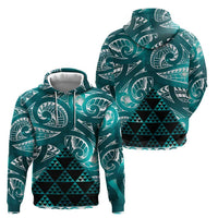 Matariki New Zealand Hoodie NZ Niho Taniwha Maori New Year Cyan Galaxy LT14 - Polynesian Pride