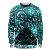 Matariki New Zealand Long Sleeve Shirt NZ Niho Taniwha Maori New Year Cyan Galaxy LT14 Unisex Cyan - Polynesian Pride